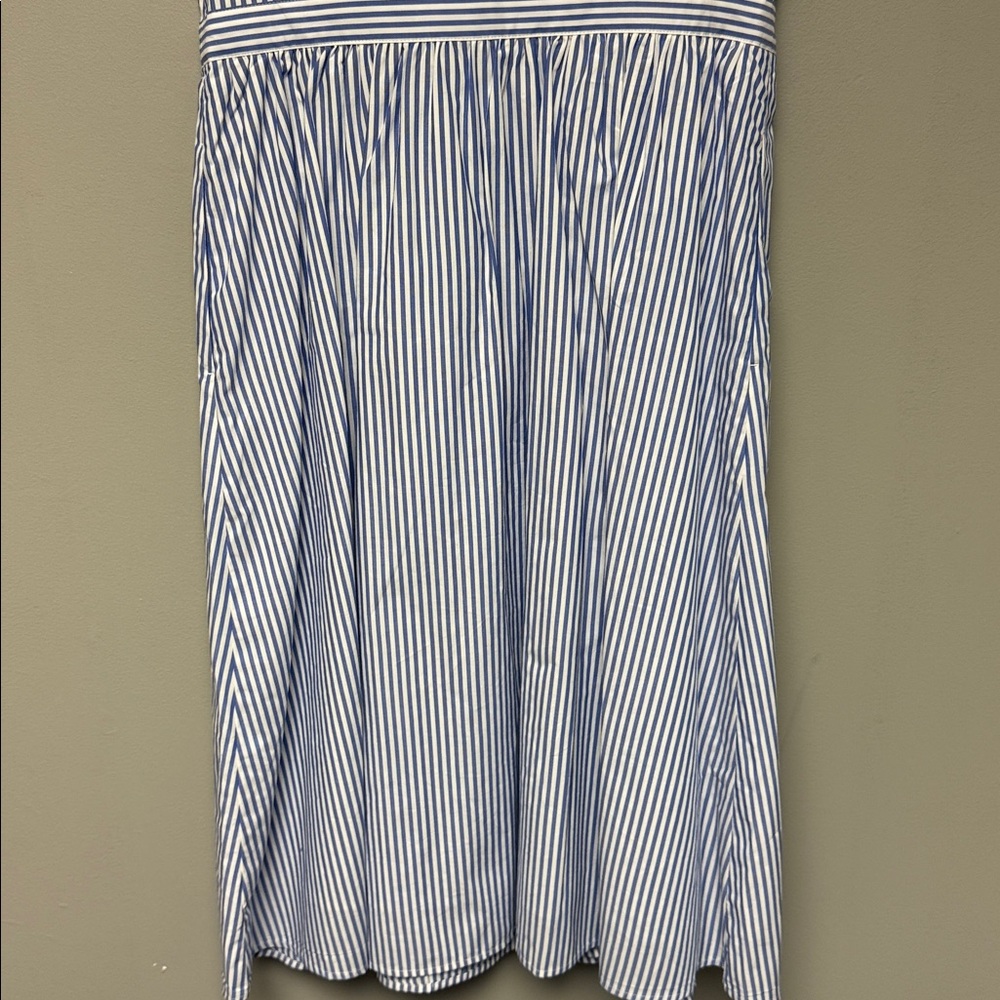 J.Crew Size 12P Blue Stripe Cotton Wrap Dress Petite NWT - Picture 6 of 6